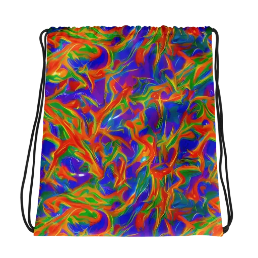 Blue Ember Ribbons on a Drawstring Bag