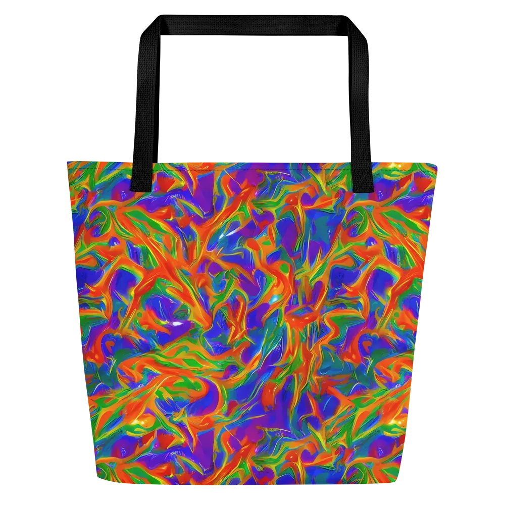 Blue Ember Ribbons on Large Tote Bag W/ Pocket — Front