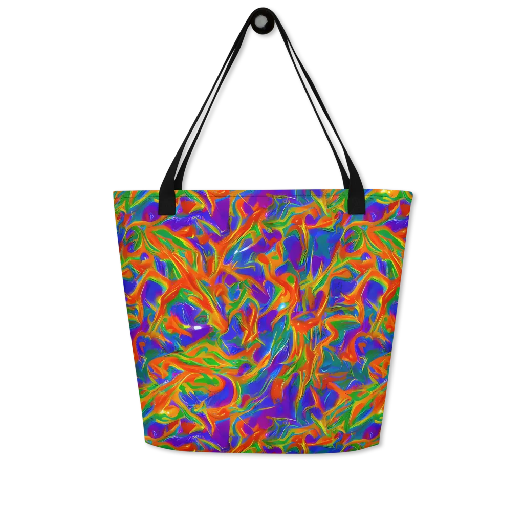 Blue Ember Ribbons on Large Tote Bag W/ Pocket — Front