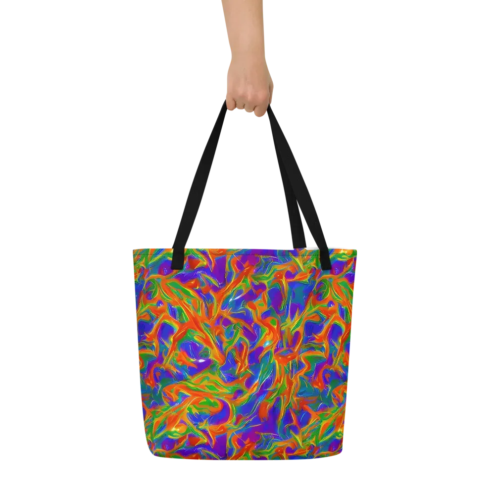 Blue Ember Ribbons on Large Tote Bag W/ Pocket — Front