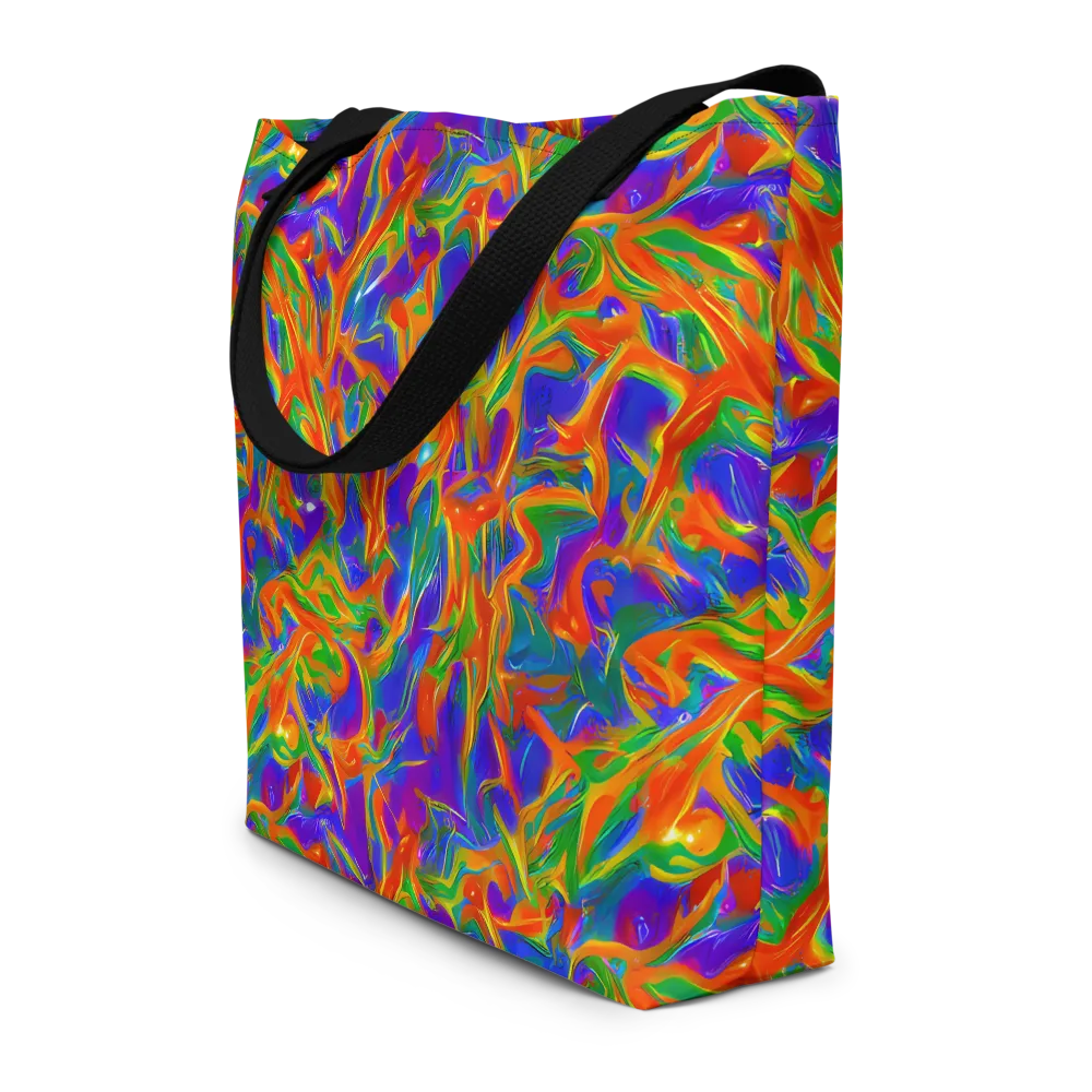 Blue Ember Ribbons on Large Tote Bag W/ Pocket — Front
