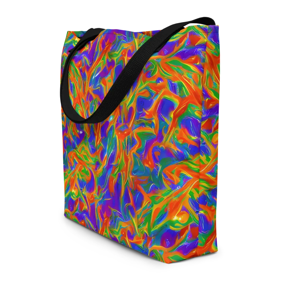 Blue Ember Ribbons on Large Tote Bag W/ Pocket — Front