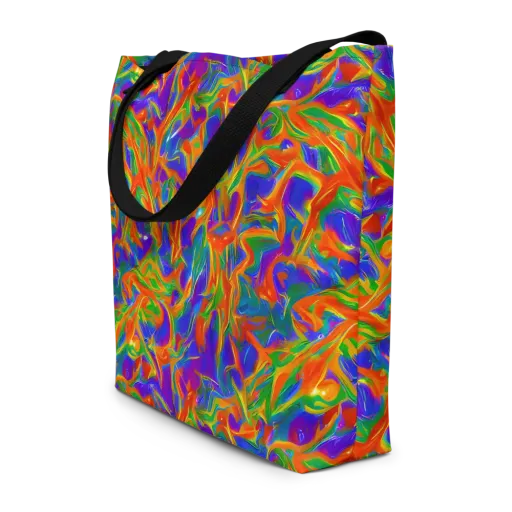 Blue Ember Ribbons on a Large Tote Bag W/ Pocket