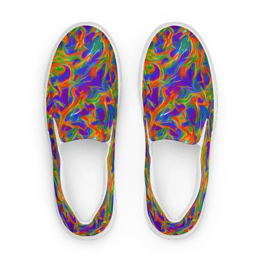 Blue Ember Ribbons on a Women's Slip-On Canvas Shoes