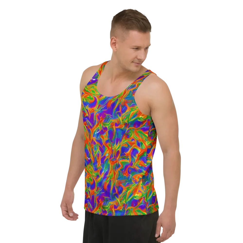 Blue Ember Ribbons on Men's Tank Top — Left Front