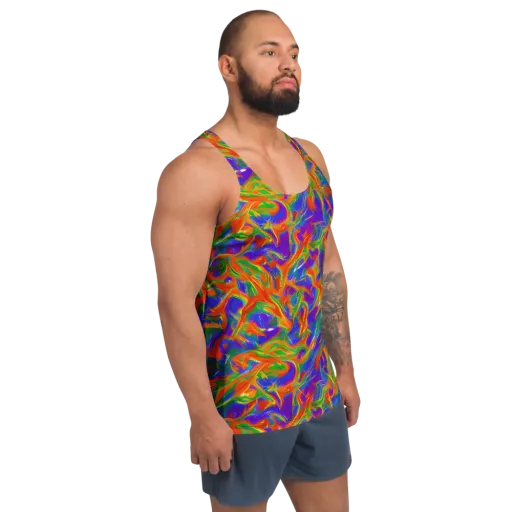Blue Ember Ribbons on a Men's Tank Top