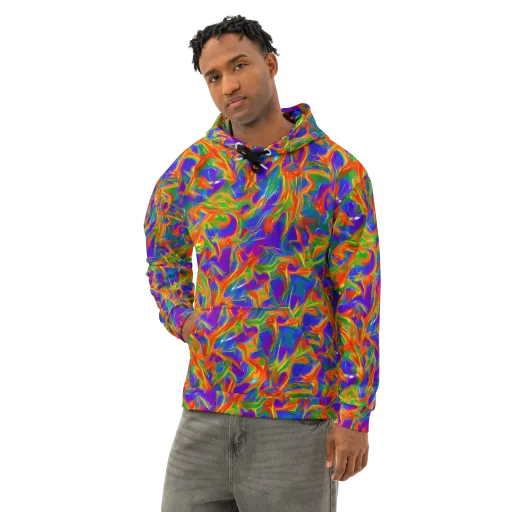 Blue Ember Ribbons on a Cotton Hoodie