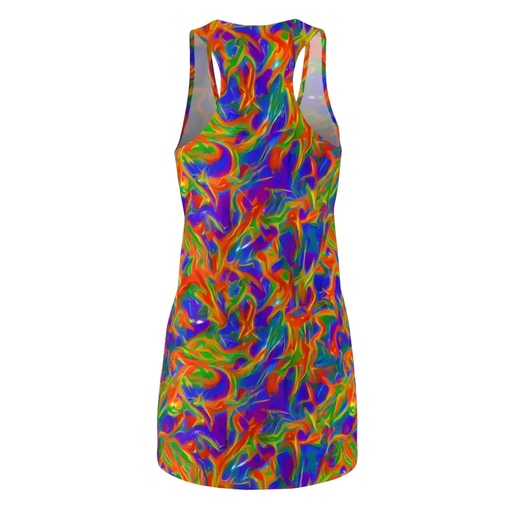 Blue Ember Ribbons on Racerback Dress — Back