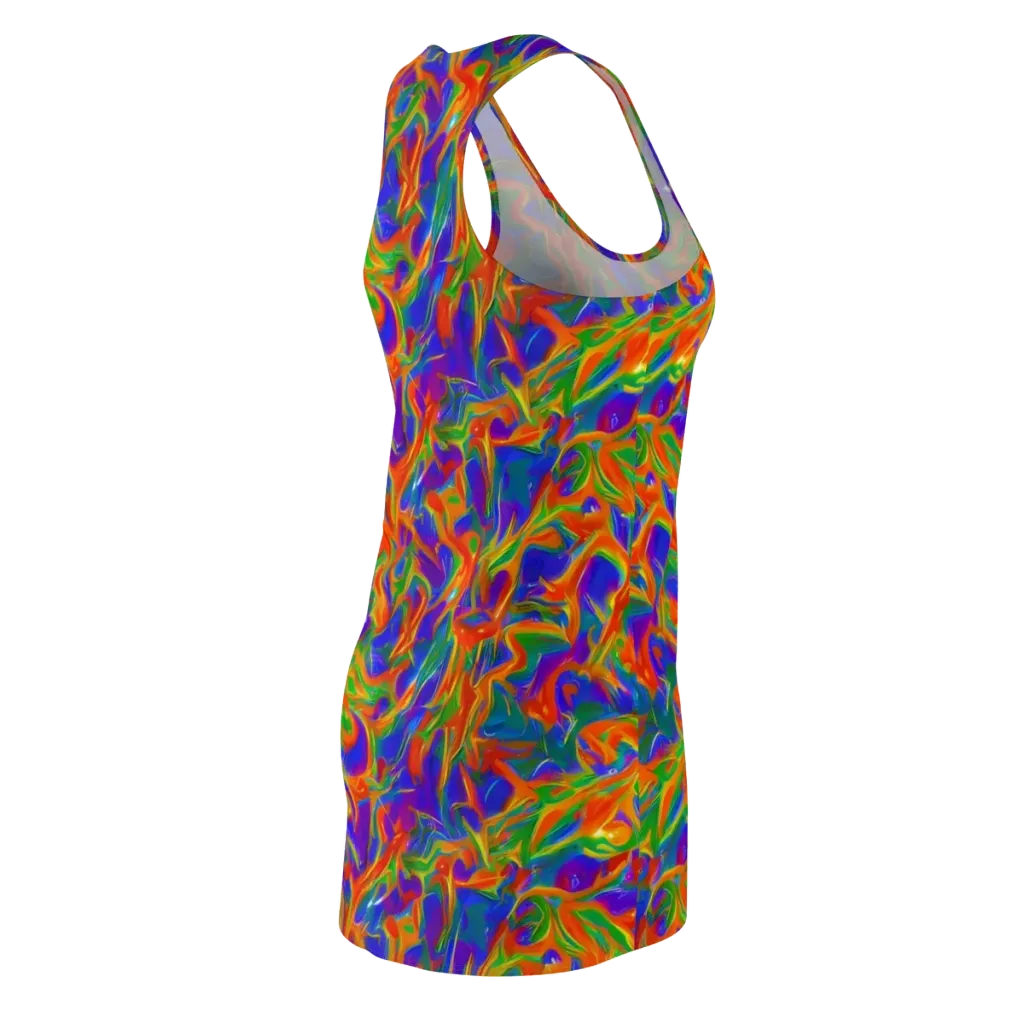 Blue Ember Ribbons on Racerback Dress — Back Side