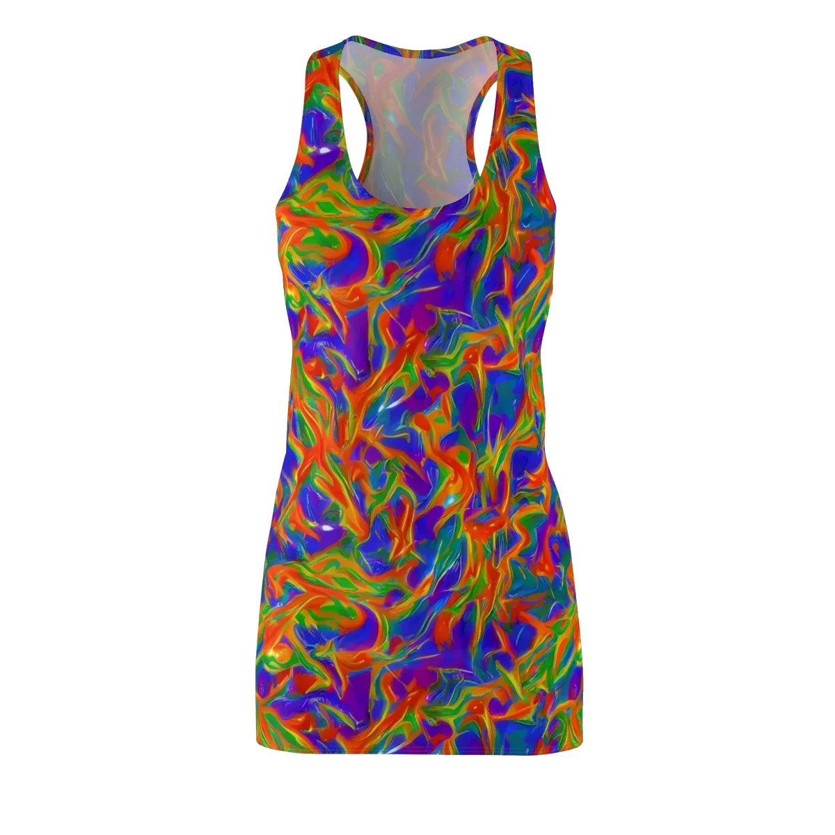 Blue Ember Ribbons on Racerback Dress — Front