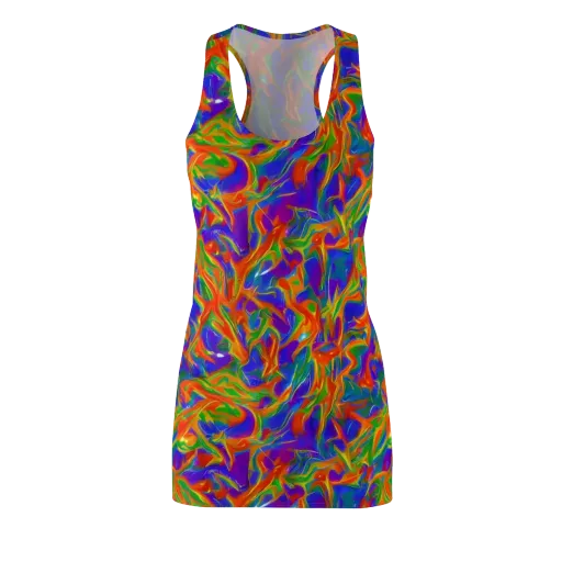 Blue Ember Ribbons on a Racerback Dress