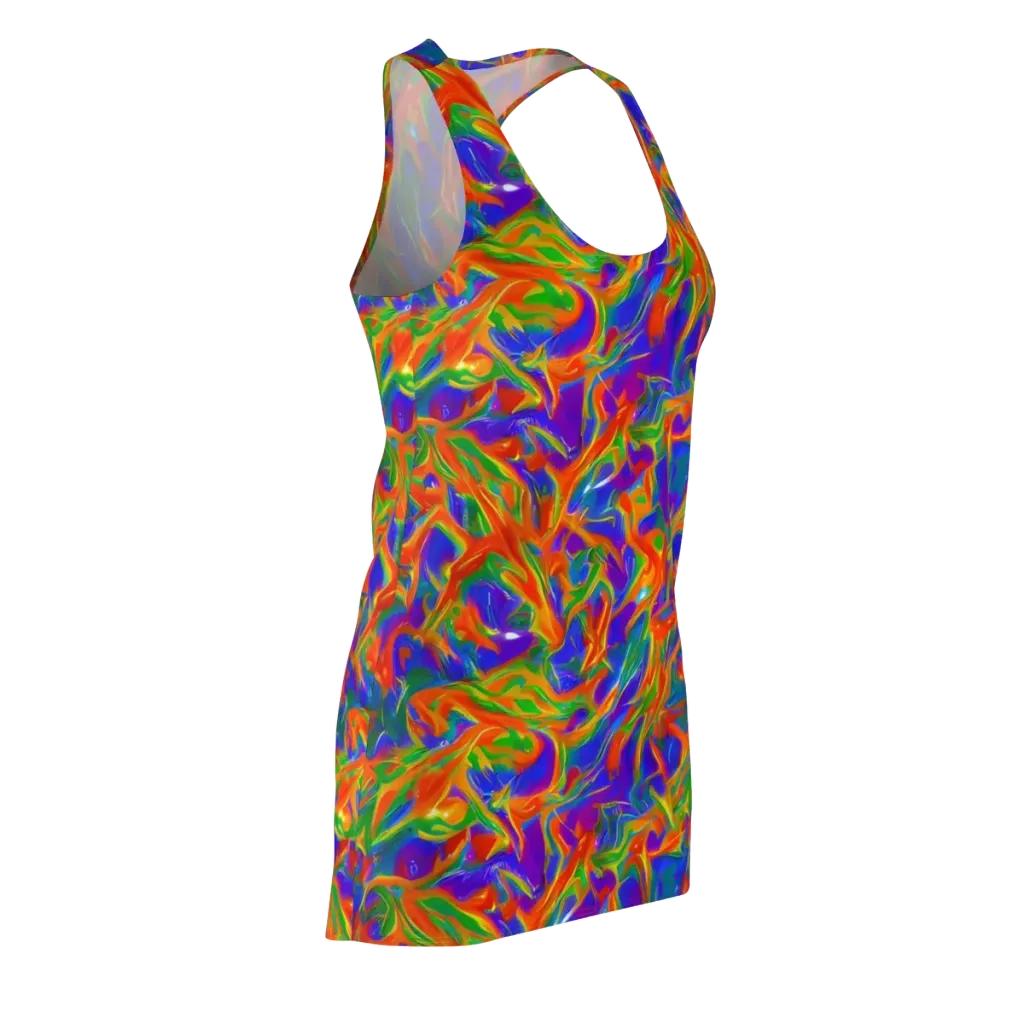 Blue Ember Ribbons on Racerback Dress — Front Side