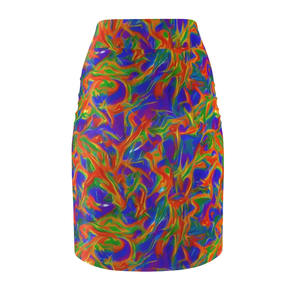 Blue Ember Ribbons on Pencil Skirt — Back