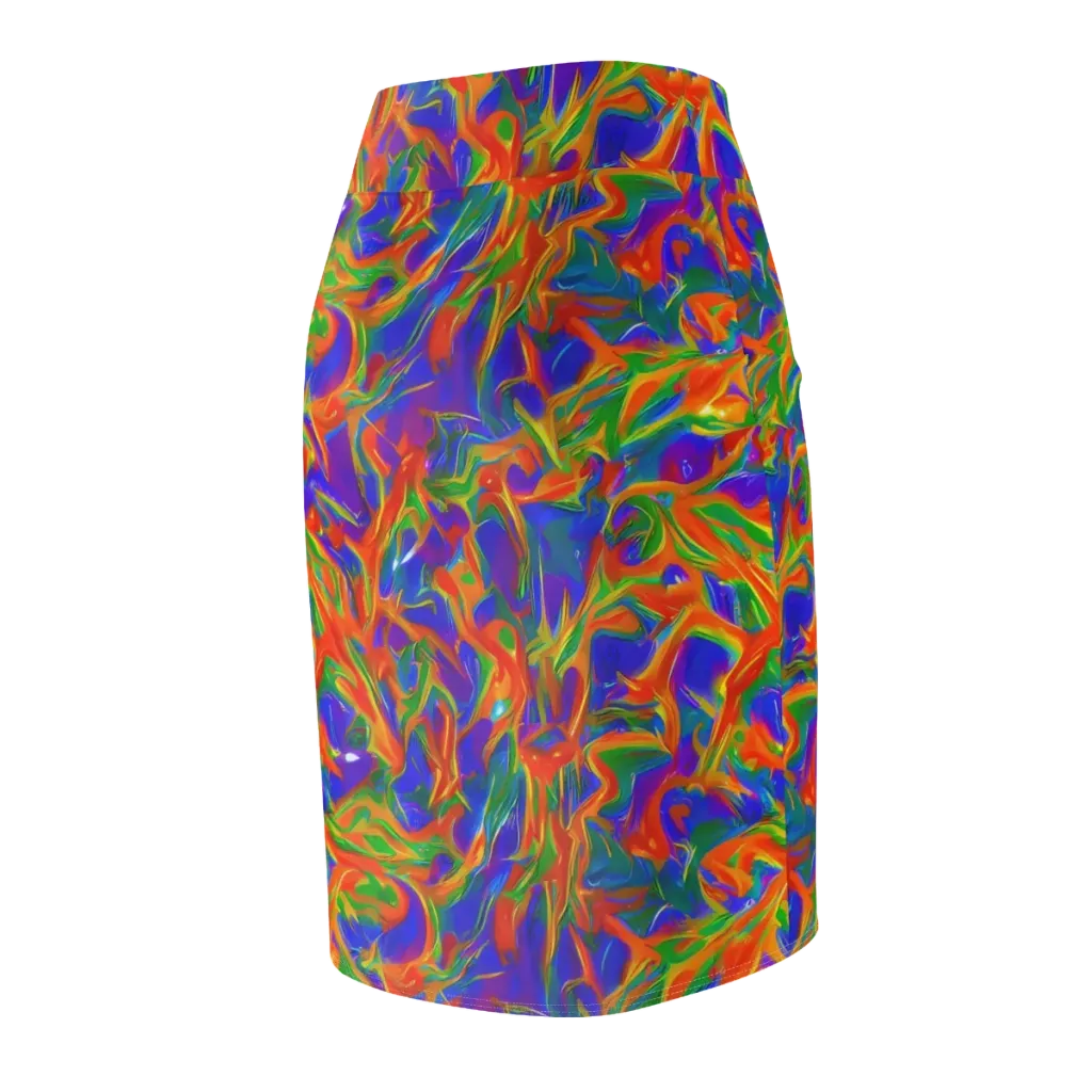 Blue Ember Ribbons on Pencil Skirt — Back Side