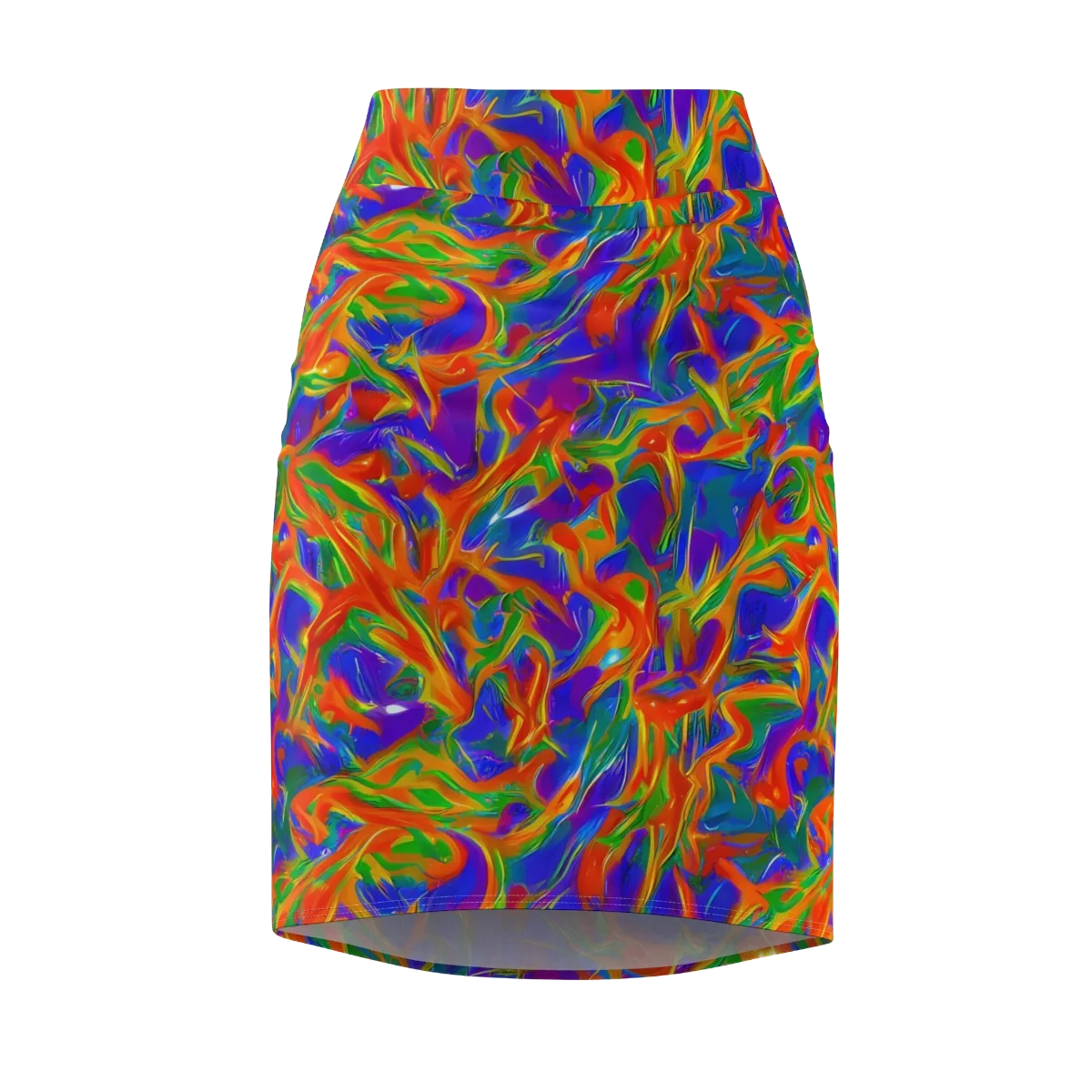 Blue Ember Ribbons on Pencil Skirt — Front