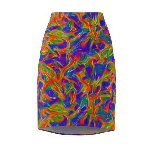 Blue Ember Ribbons on a Pencil Skirt
