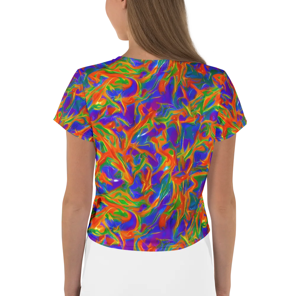 Blue Ember Ribbons on Crop Tee — Back