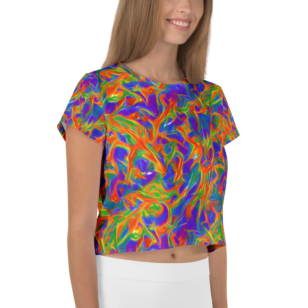 Blue Ember Ribbons on Crop Tee — Right
