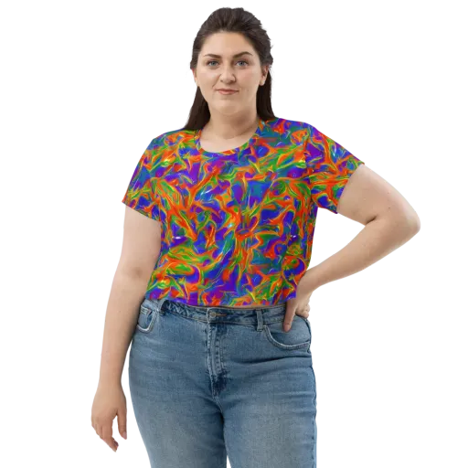 Blue Ember Ribbons on a Crop Tee