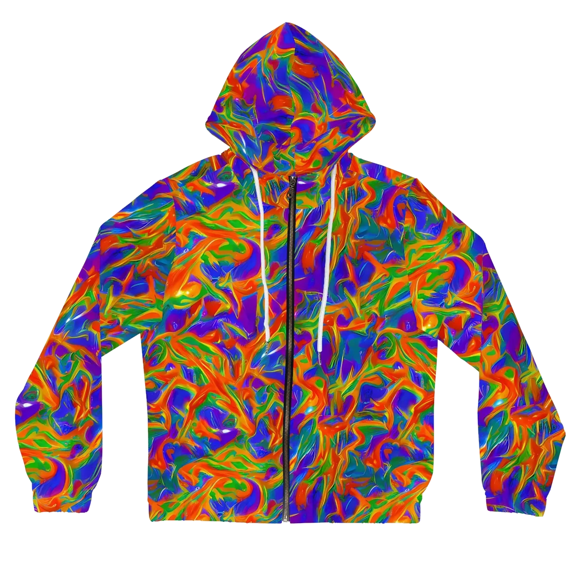 Blue Ember Ribbons on Women's Full-Zip Hoodie — Front