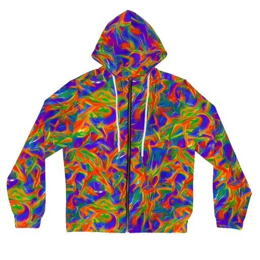 Blue Ember Ribbons on a Women's Full-Zip Hoodie