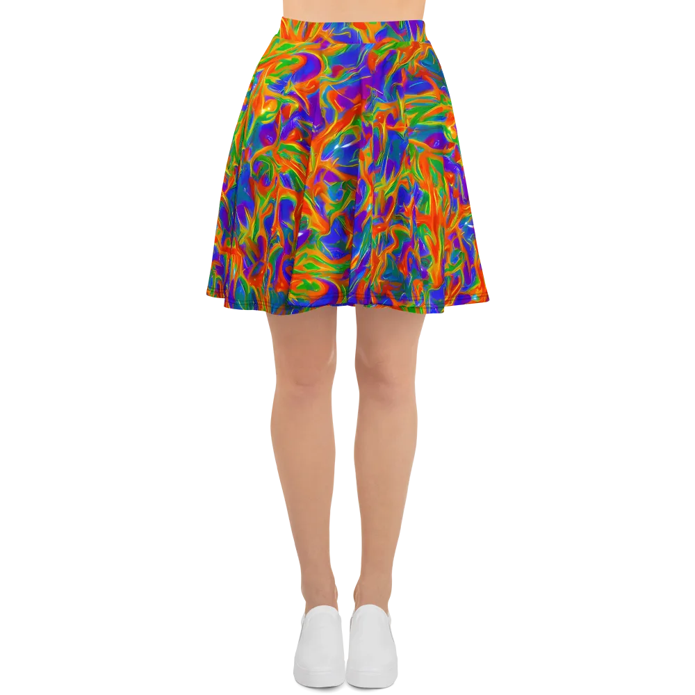 Blue Ember Ribbons on Skater Skirt — Front