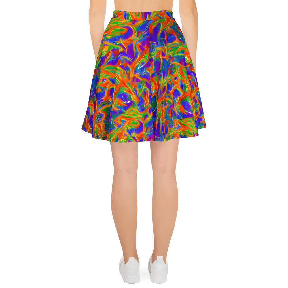 Blue Ember Ribbons on Skater Skirt — Back