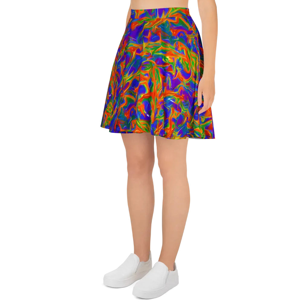 Blue Ember Ribbons on Skater Skirt — Left