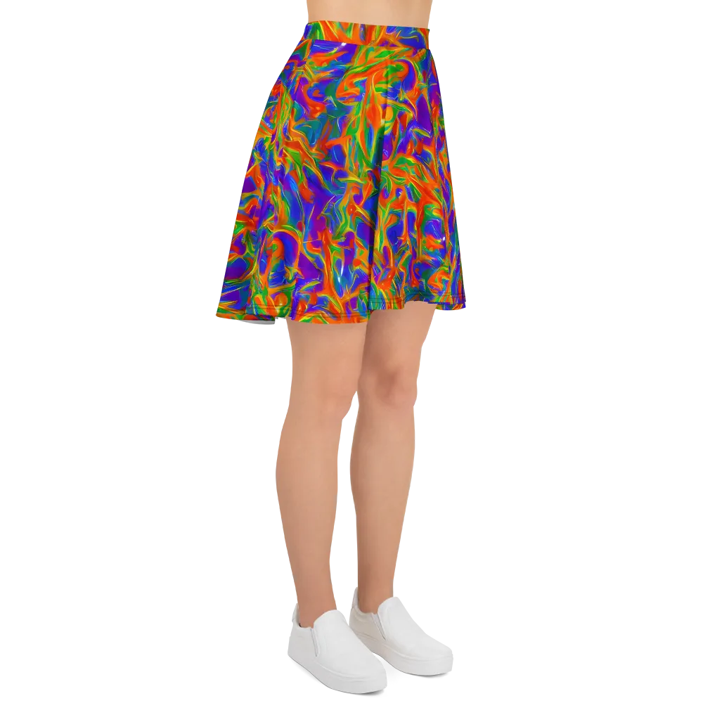Blue Ember Ribbons on Skater Skirt — Right