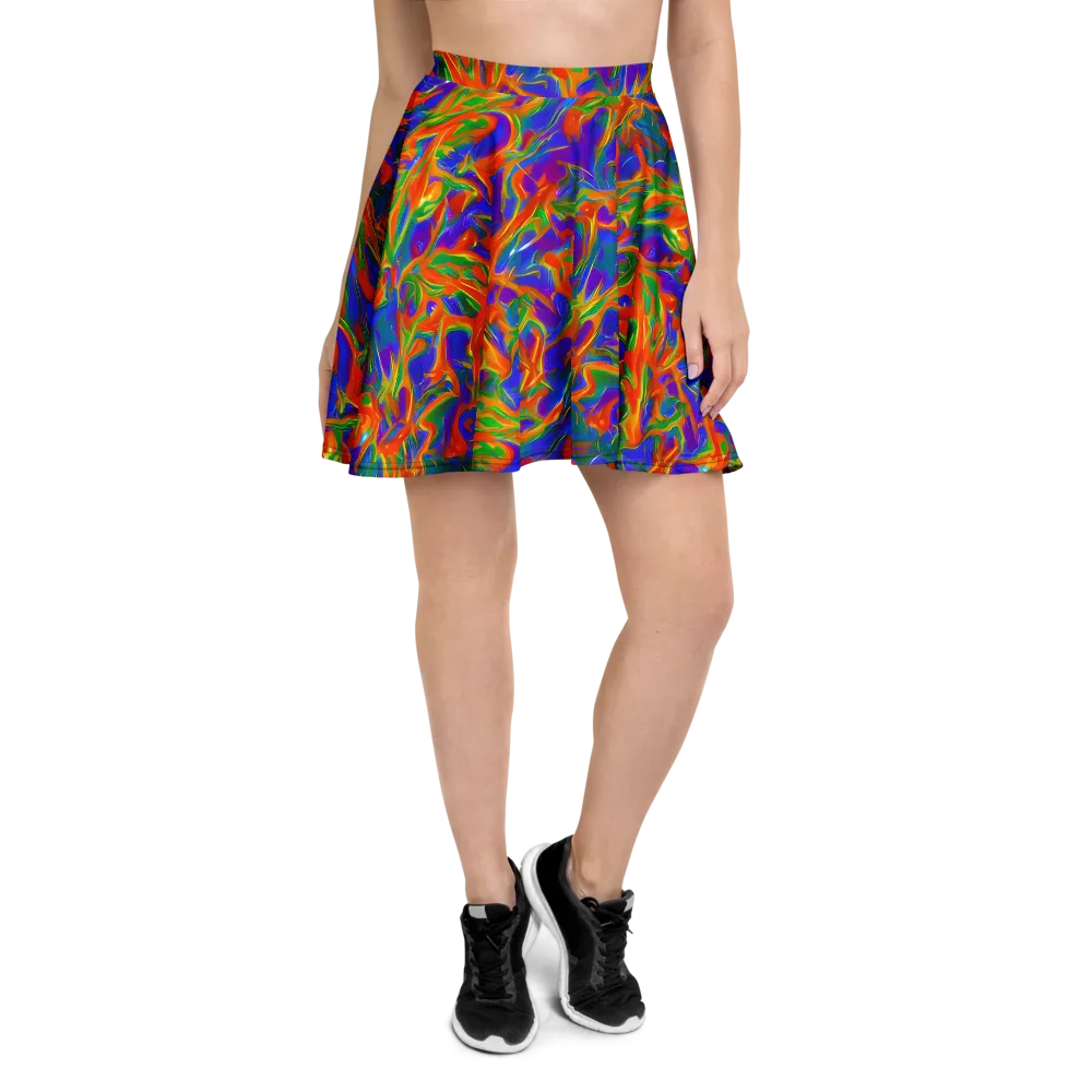 Blue Ember Ribbons on Skater Skirt — Front