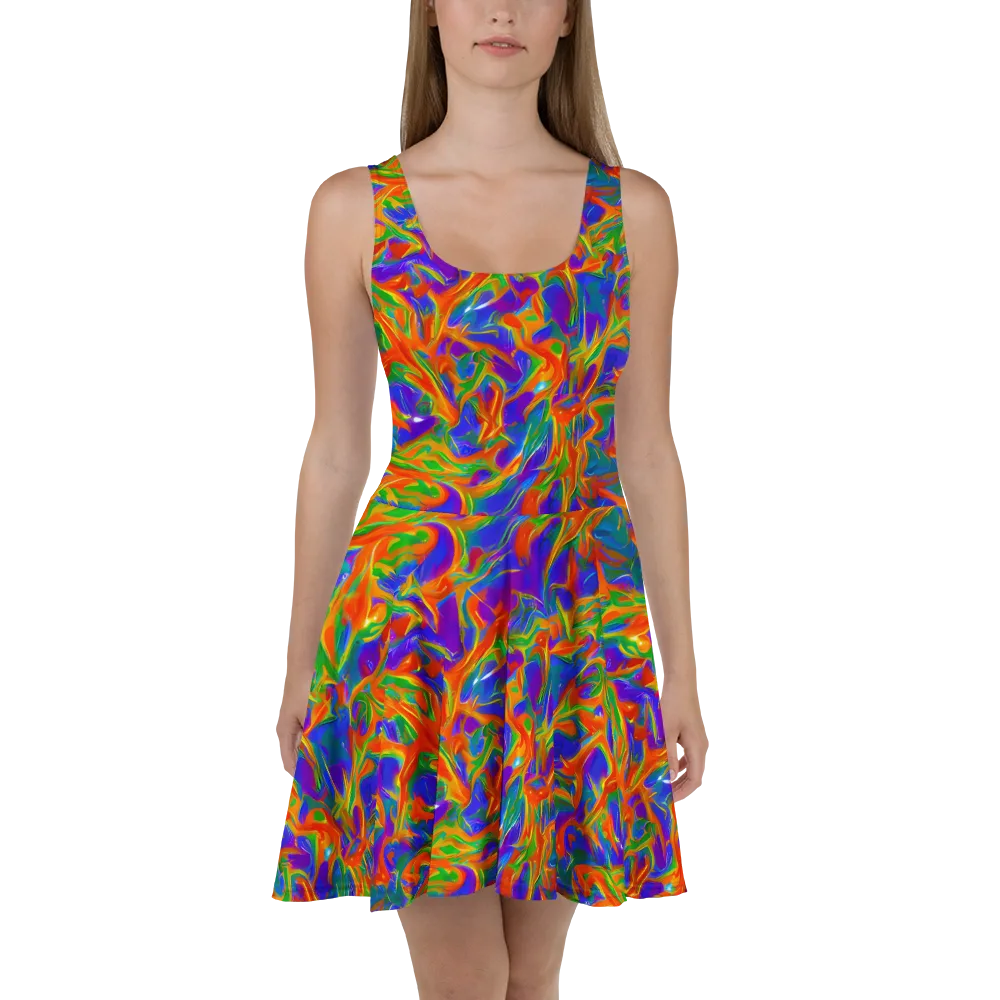 Blue Ember Ribbons on Skater Dress — Front