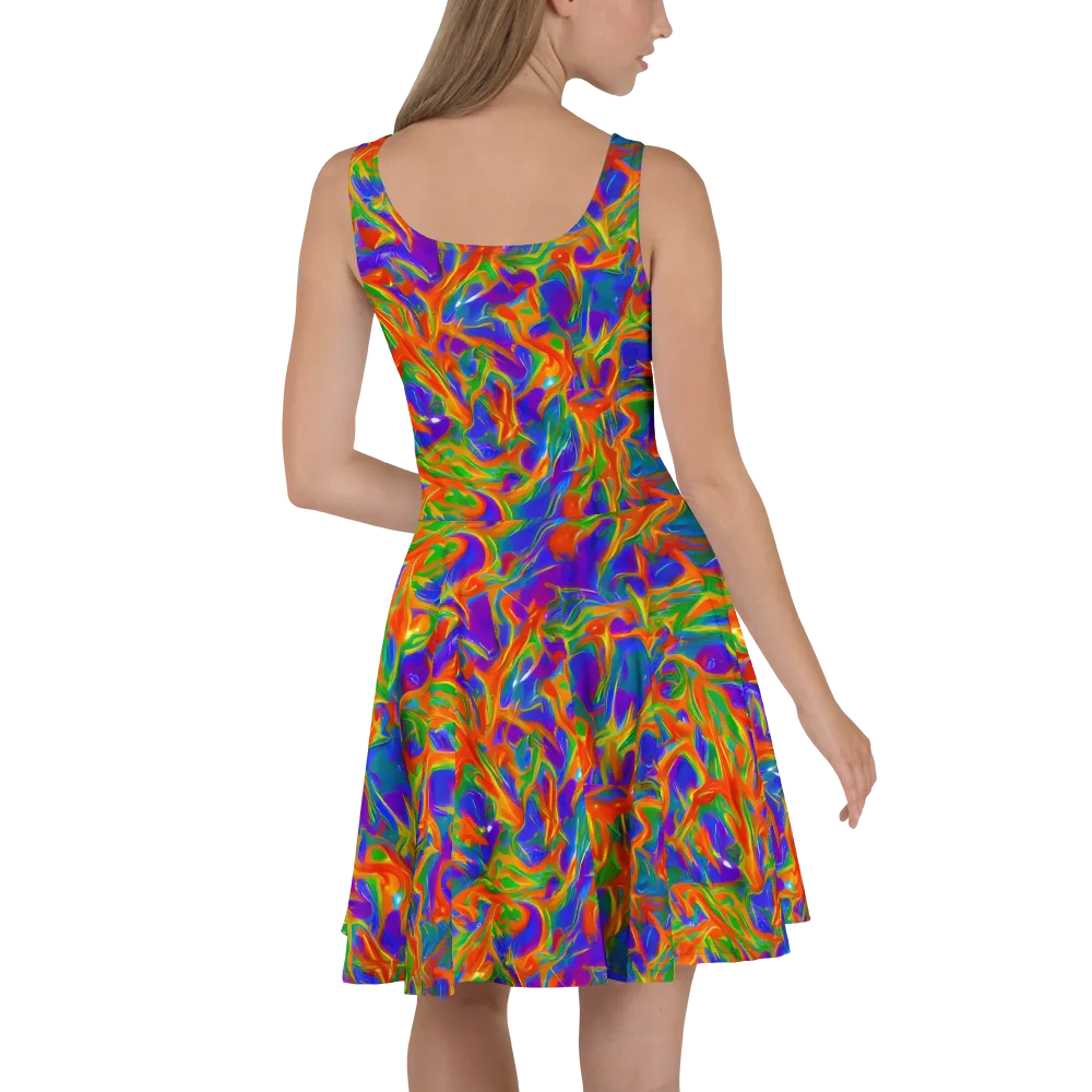 Blue Ember Ribbons on Skater Dress — Back
