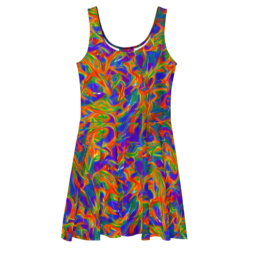 Blue Ember Ribbons on Skater Dress — Front