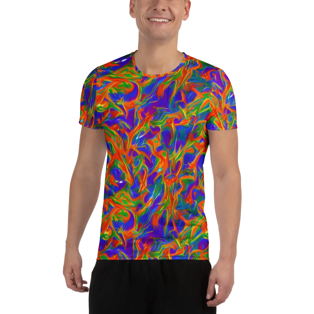 Blue Ember Ribbons on Men's Athletic T-Shirt — Front