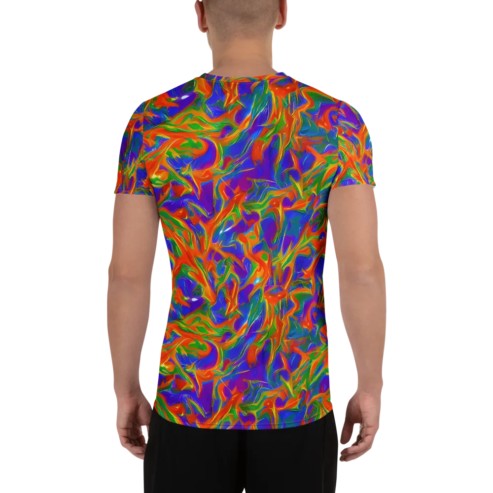 Blue Ember Ribbons on Men's Athletic T-Shirt — Back