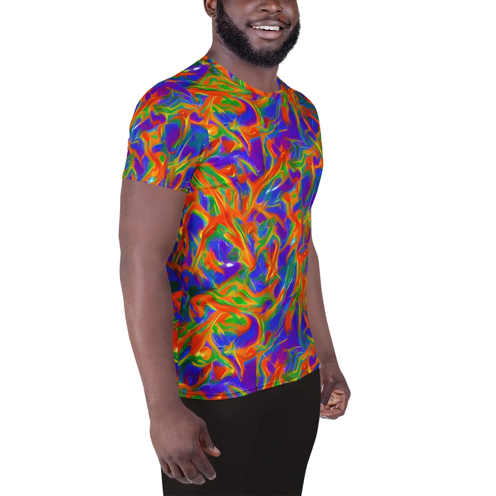 Blue Ember Ribbons on Men's Athletic T-Shirt — Right