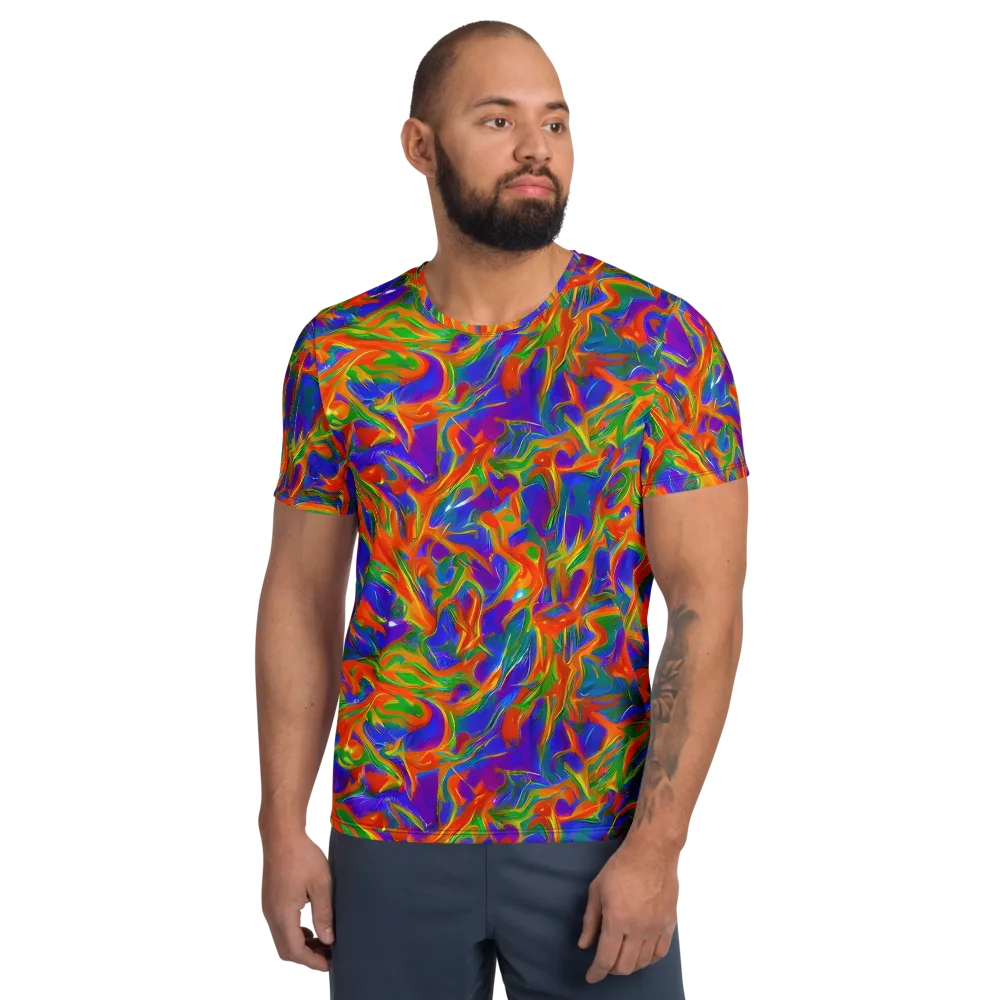 Blue Ember Ribbons on Men's Athletic T-Shirt — Front