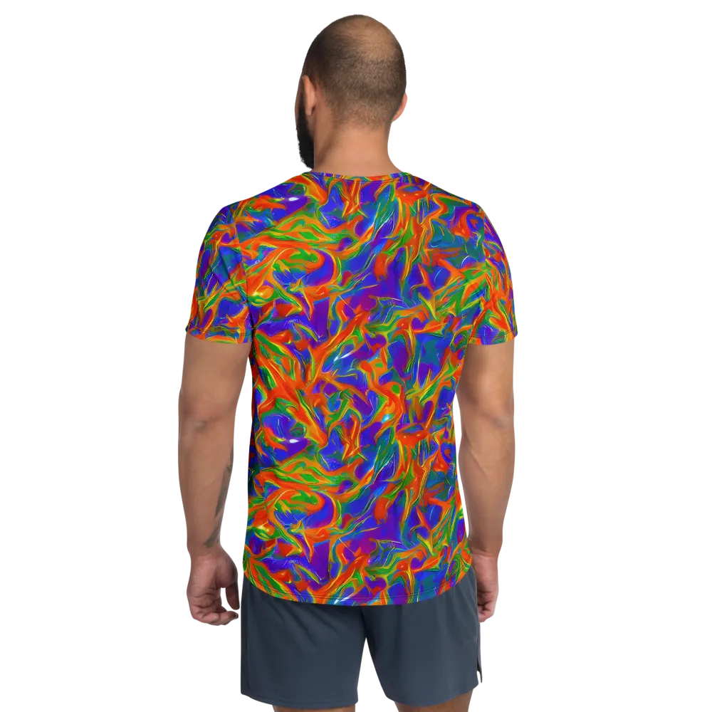 Blue Ember Ribbons on Men's Athletic T-Shirt — Back