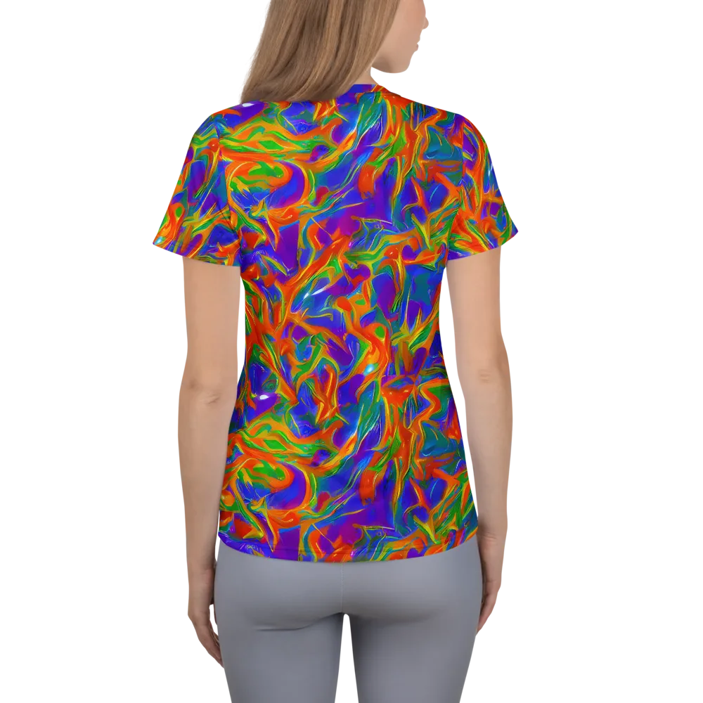 Blue Ember Ribbons on Women's Athletic T-Shirt — Back