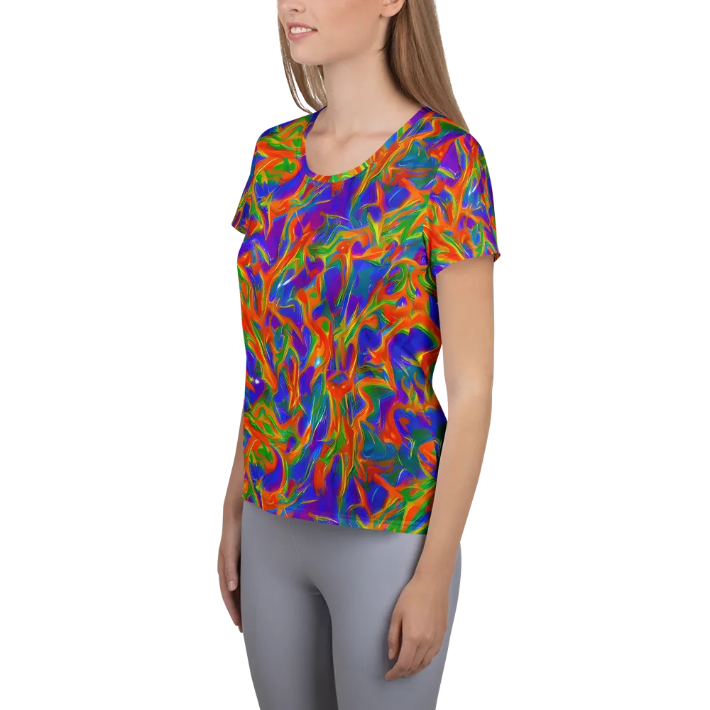 Blue Ember Ribbons on Women's Athletic T-Shirt — Left