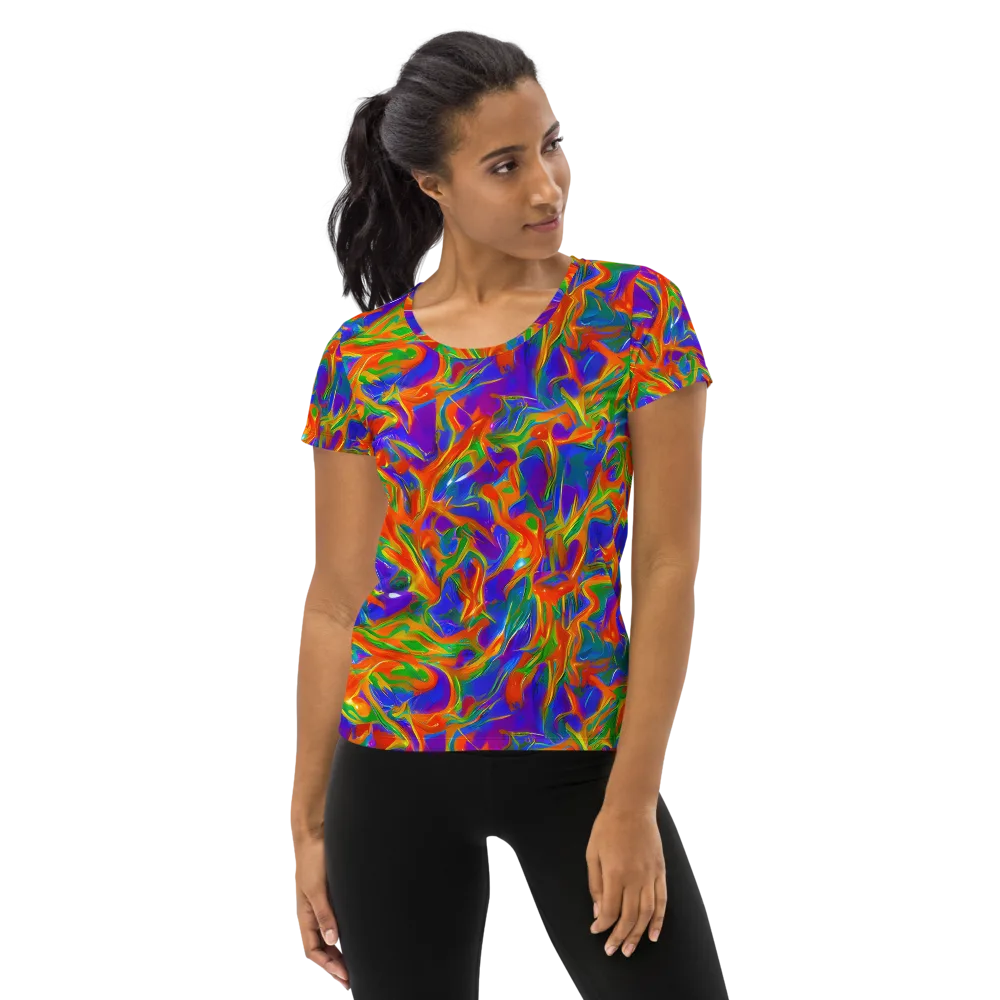 Blue Ember Ribbons on Women's Athletic T-Shirt — Front