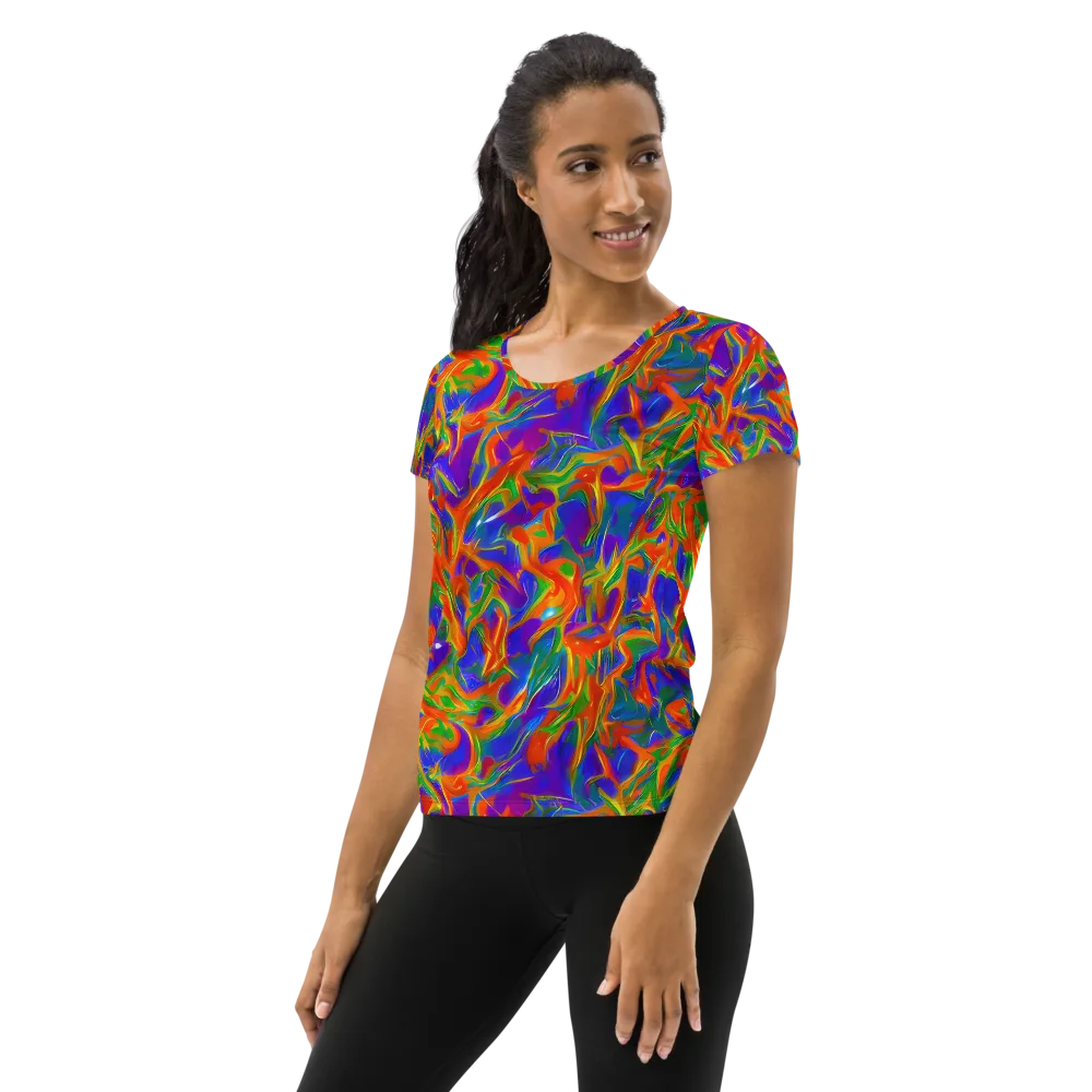 Blue Ember Ribbons on Women's Athletic T-Shirt — Left