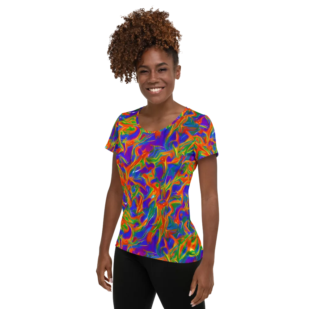 Blue Ember Ribbons on Women's Athletic T-Shirt — Left