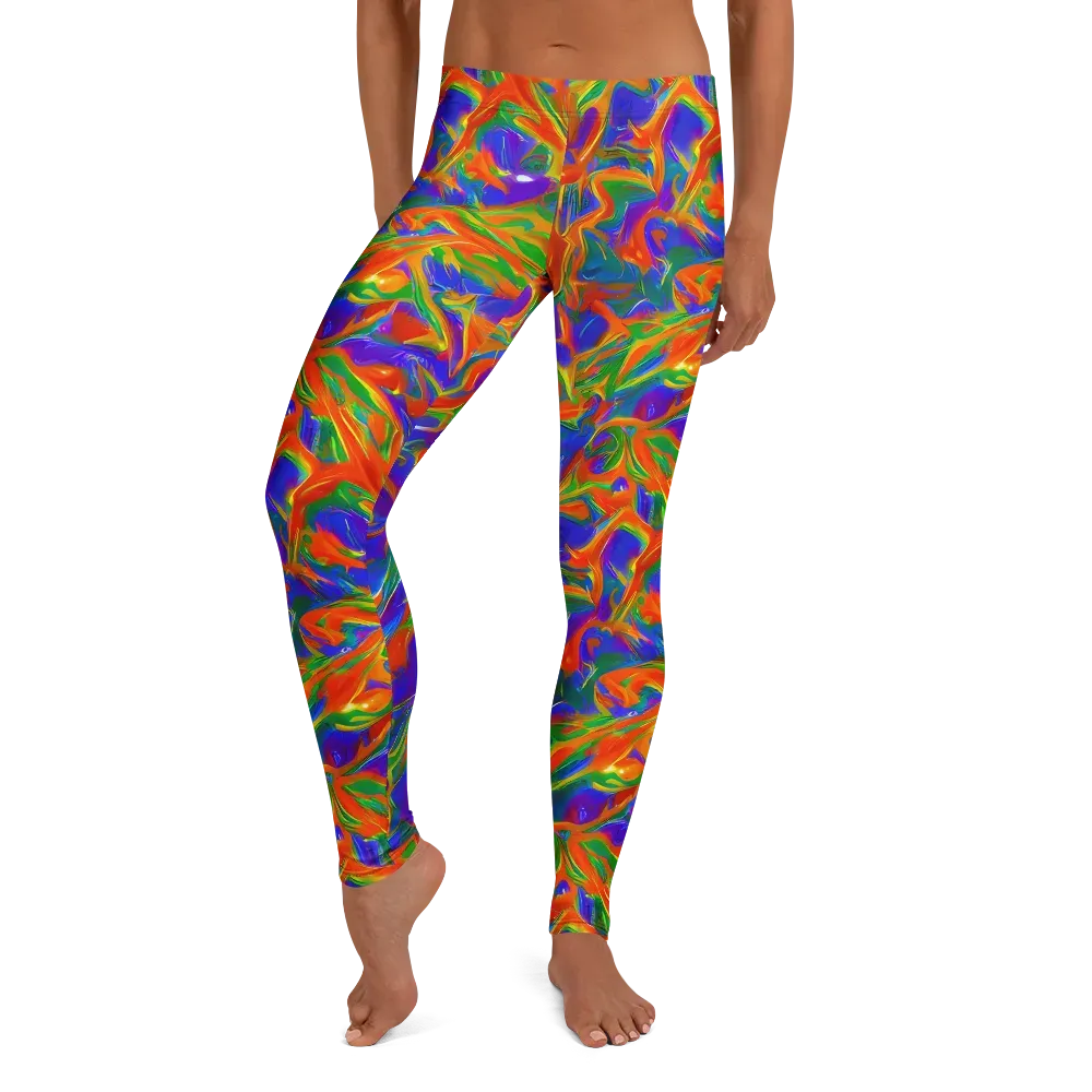 Blue Ember Ribbons on Leggings — Front