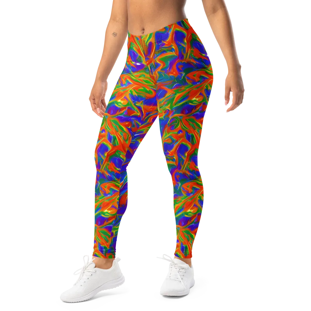 Blue Ember Ribbons on Leggings — Left Front