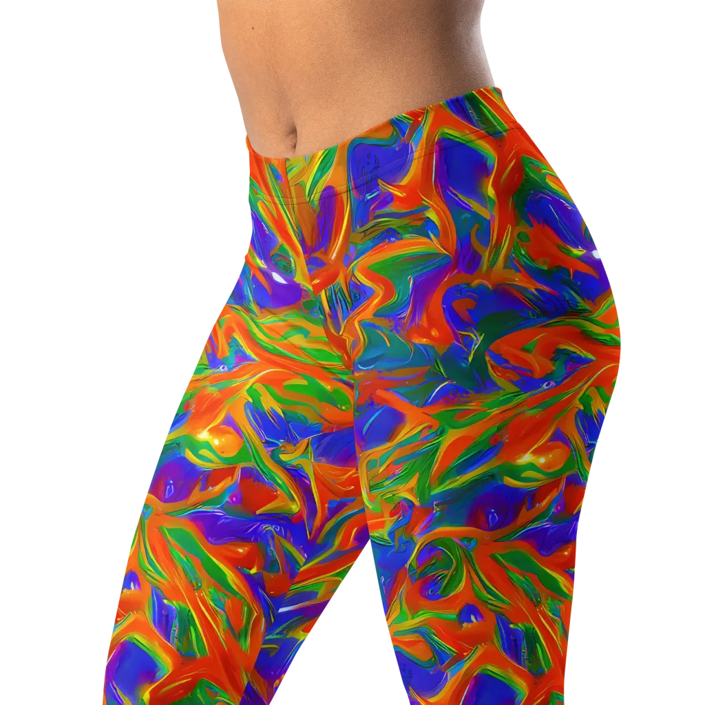 Blue Ember Ribbons on Leggings — Left Front