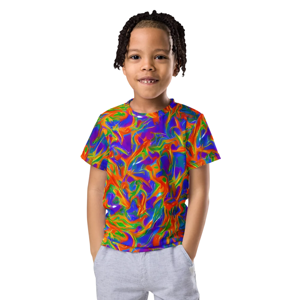 Blue Ember Ribbons on Kids Crew Neck T-Shirt — Front