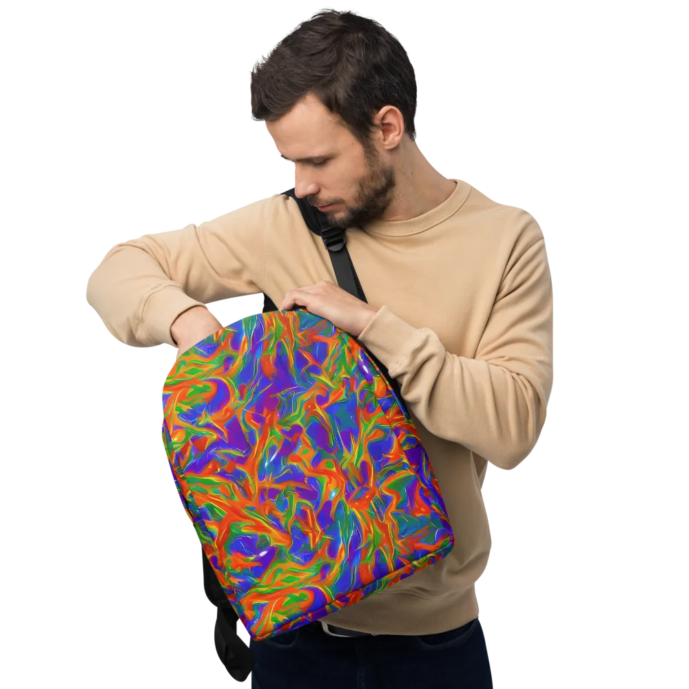 Blue Ember Ribbons on Minimalist Backpack — Front