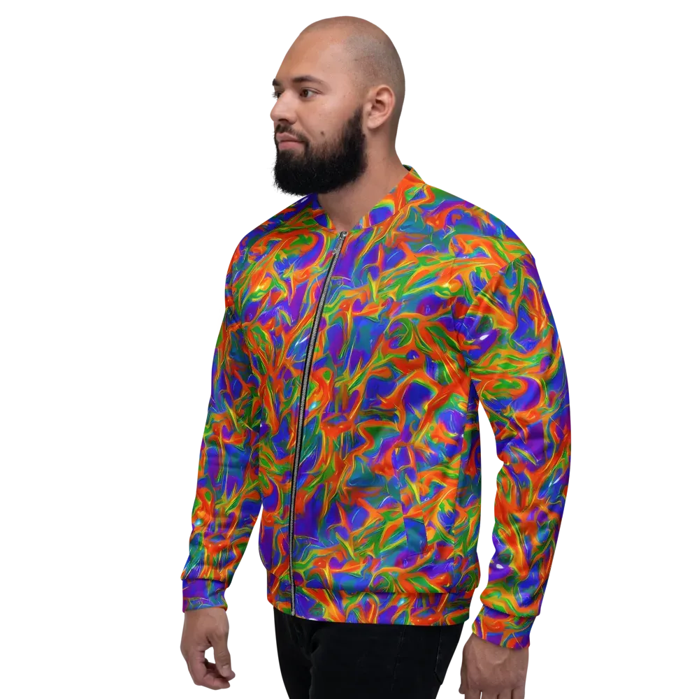 Blue Ember Ribbons on Bomber Jacket — Left