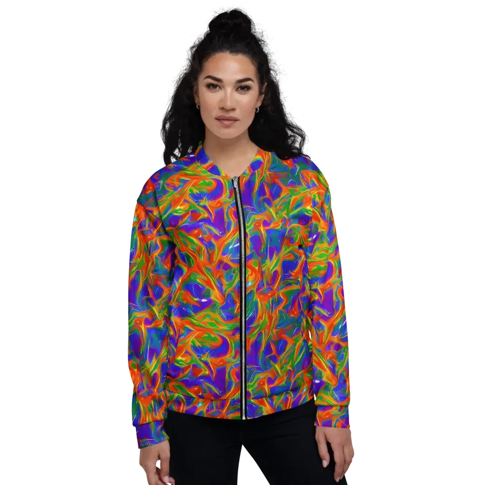 Blue Ember Ribbons on Bomber Jacket — Front